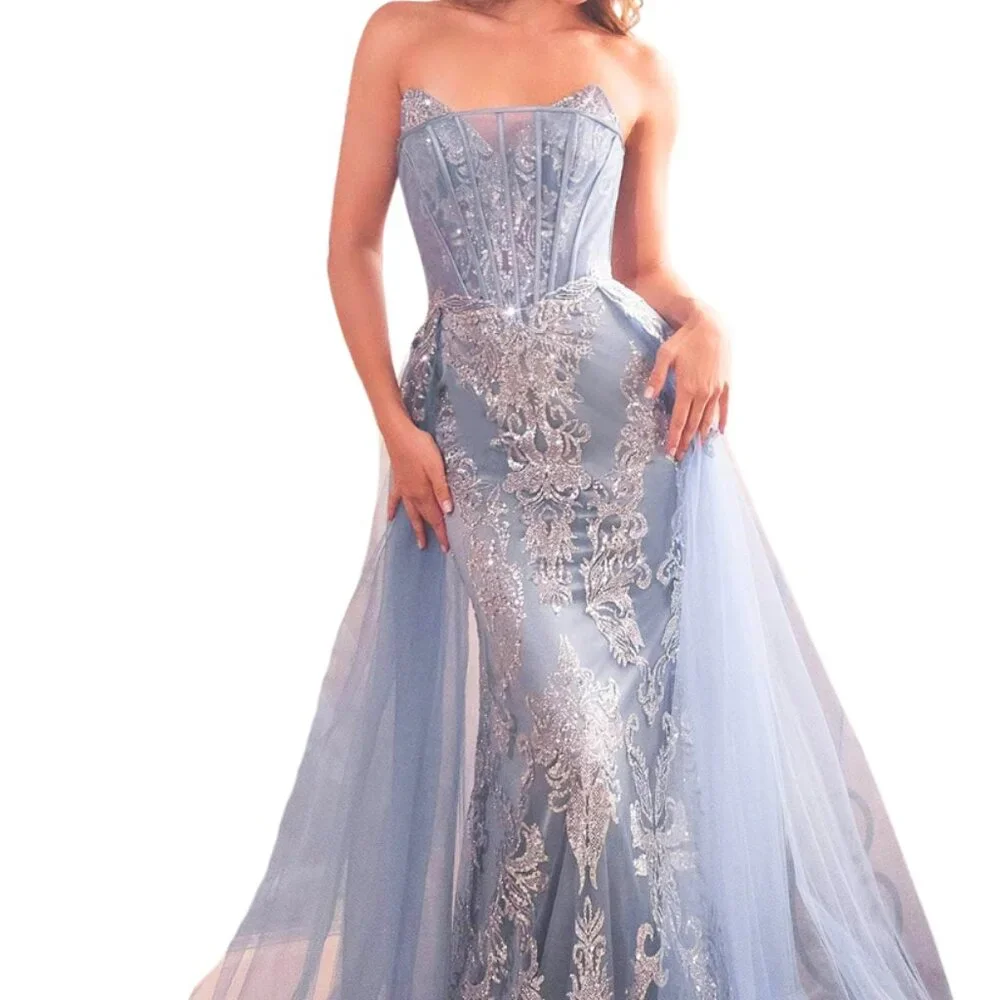 Ladivine J858 Prom Dress Smoky Blue Size 12
